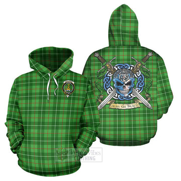 Galloway Tartan Hoodie with Family Crest Celtic Skull Style