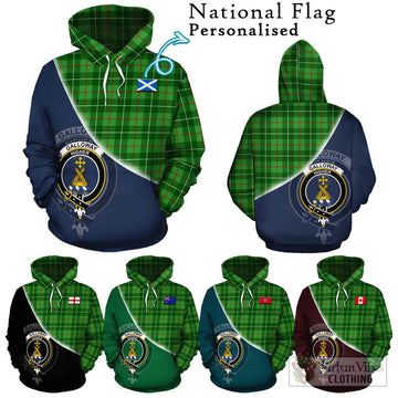 Galloway Tartan Hoodie with Personalised National Flag and Family Crest Half Style