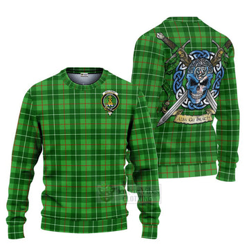 Galloway Tartan Ugly Sweater with Family Crest Celtic Skull Style