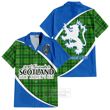 Galloway Family Crest Tartan Short Sleeve Button Shirt Celebrate Saint Andrew's Day in Style