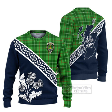 Galloway Tartan Ugly Sweater Featuring Thistle and Scotland Map