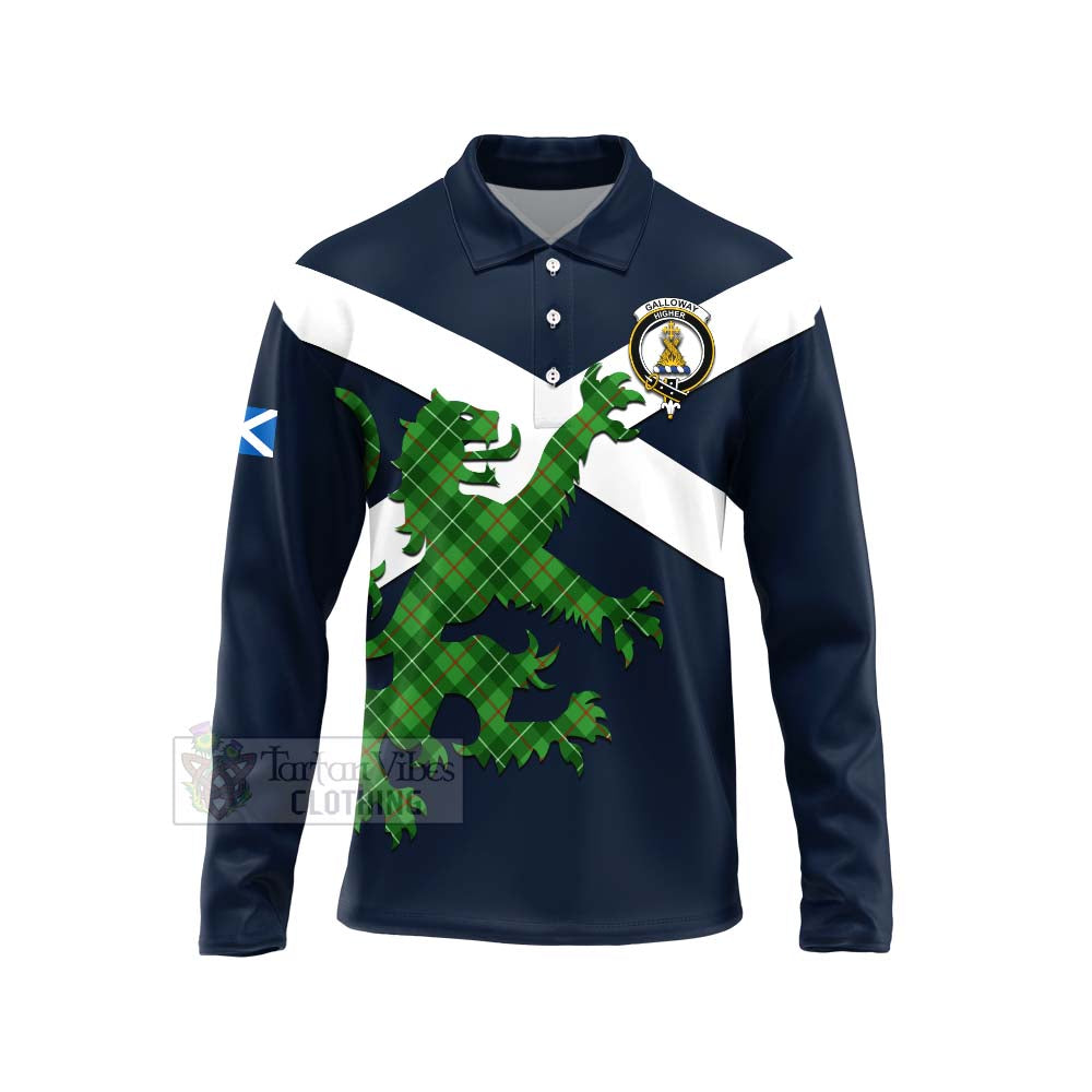 Tartan Vibes Clothing Galloway Tartan Lion Rampant Long Sleeve Polo Shirt – Proudly Display Your Heritage with Alba Gu Brath and Clan Name