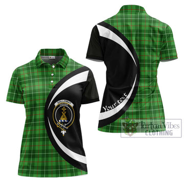 Galloway Tartan Women's Polo Shirt with Family Crest Circle Style