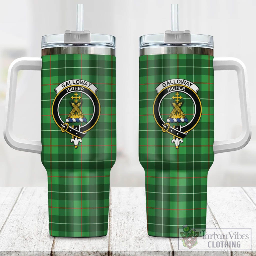 Tartan Vibes Clothing Galloway Tartan and Family Crest Tumbler with Handle