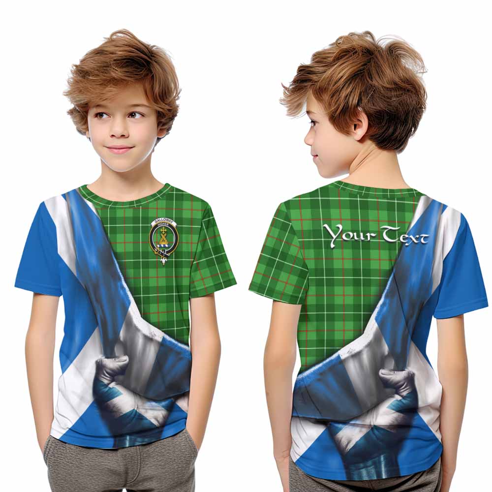 Tartan Vibes Clothing Galloway Tartan Kid T-Shirt with Family Crest Scotland Patriotic Style