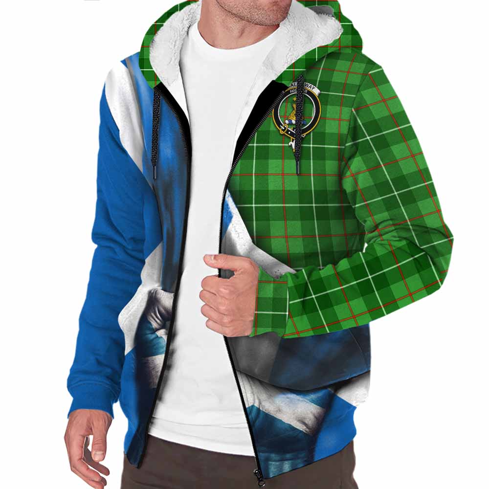 Tartan Vibes Clothing Galloway Tartan Sherpa Hoodie with Family Crest Scotland Patriotic Style