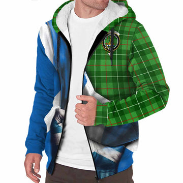 Galloway Tartan Sherpa Hoodie with Family Crest Scotland Patriotic Style