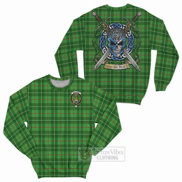 Galloway Tartan Sweatshirt with Family Crest Celtic Skull Style