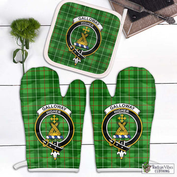 Galloway Tartan Combo Oven Mitt & Pot-Holder with Family Crest White - Tartan Vibes Clothing