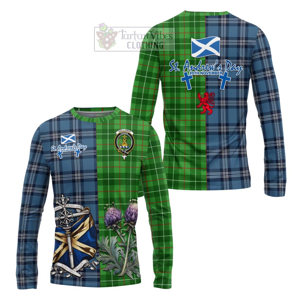 Tartan Vibes Clothing Galloway Tartan Long Sleeve T-Shirt Happy St. Andrew's Day Half Tartan Style