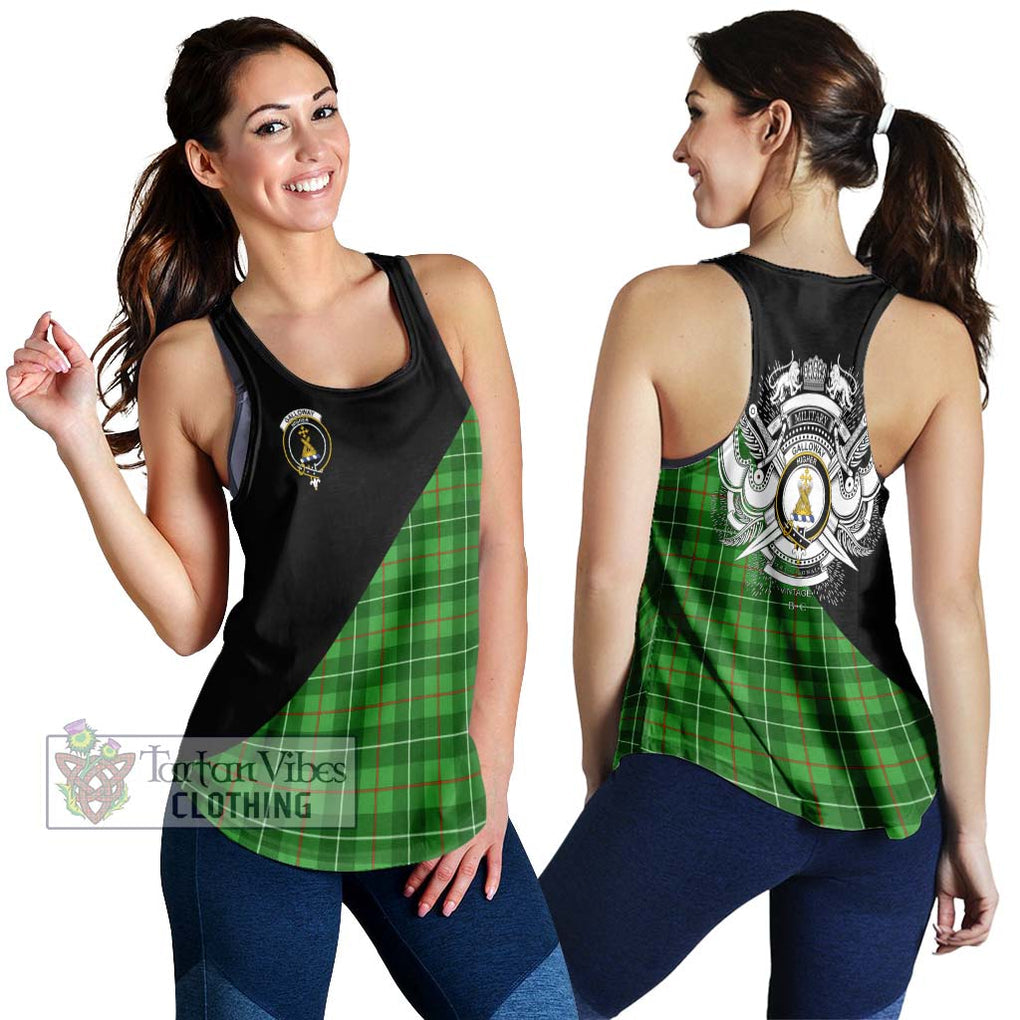 Galloway Tartan Women's Racerback Tanks with Family Crest and Military Logo Style 4XL - Tartanvibesclothing Shop