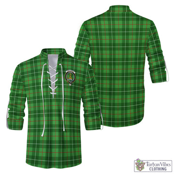 Galloway Tartan Men's Scottish Traditional Jacobite Ghillie Kilt Shirt with Family Crest