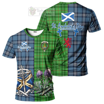 Galloway Tartan T-Shirt Happy St. Andrew's Day Half Tartan Style