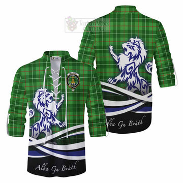 Galloway Tartan Ghillie Kilt Shirt with Alba Gu Brath Regal Lion Emblem