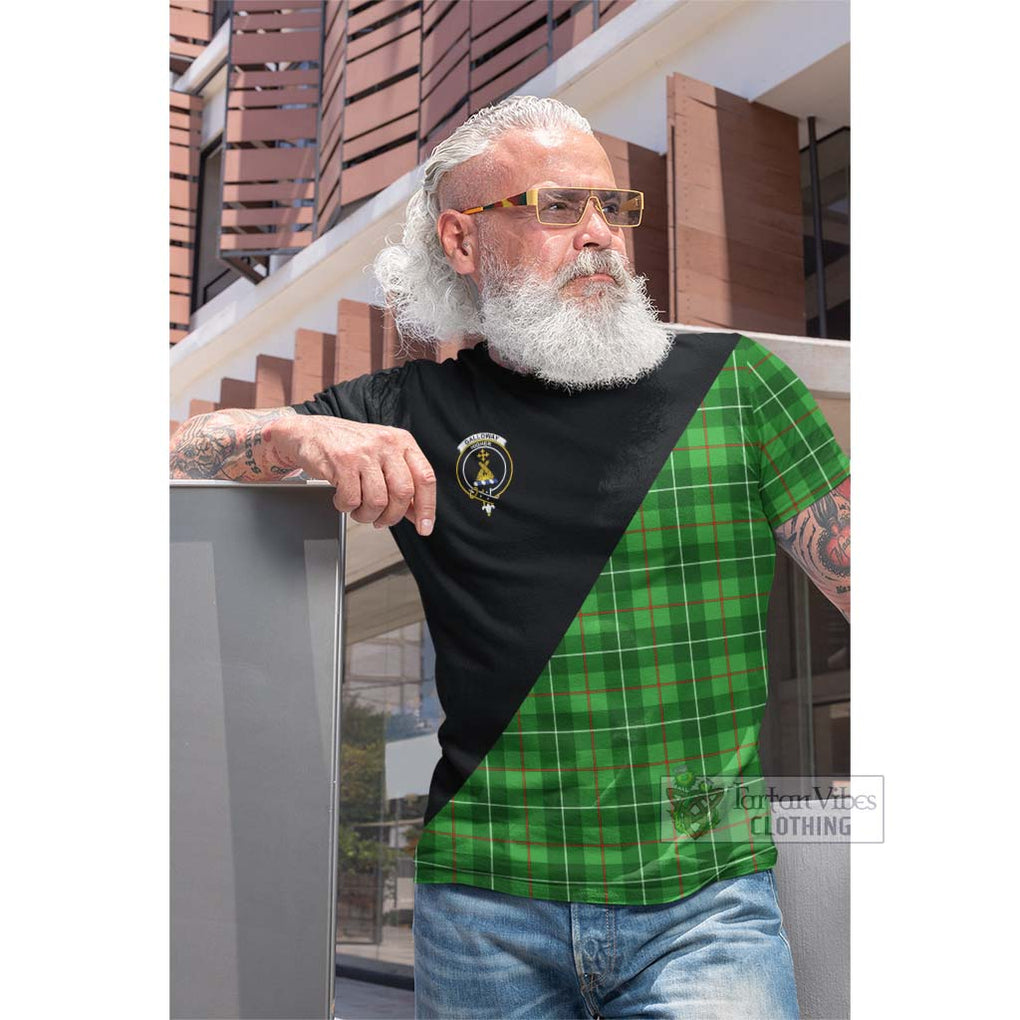 Tartan Vibes Clothing Galloway Tartan Cotton T-shirt with Family Crest and Military Logo Style