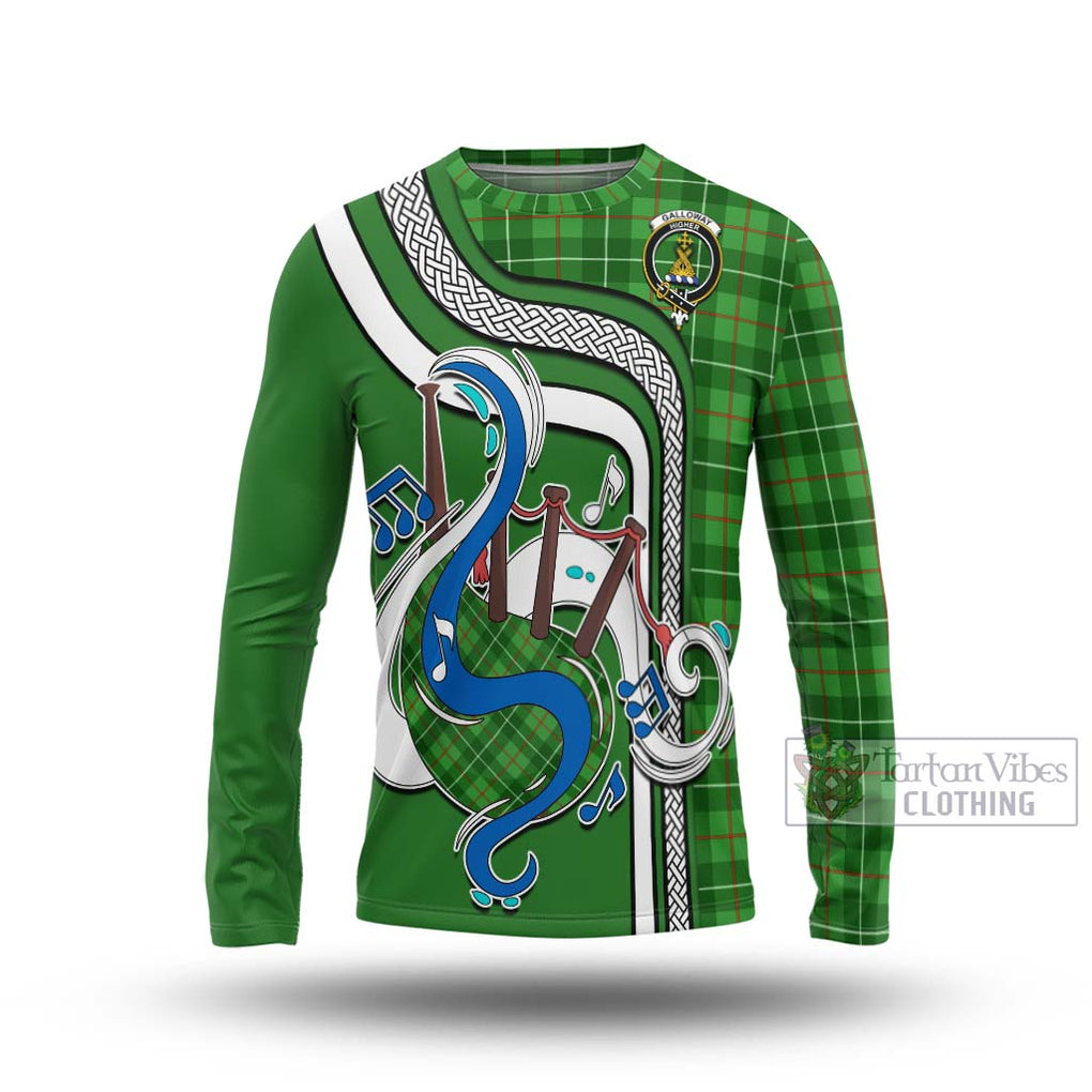 Tartan Vibes Clothing Galloway Tartan Long Sleeve T-Shirt with Epic Bagpipe Style