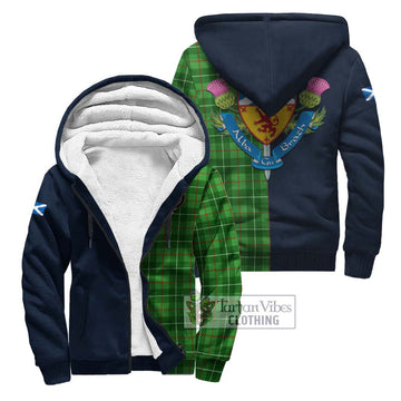 Galloway Tartan Sherpa Hoodie Alba with Scottish Lion Royal Arm Half Style