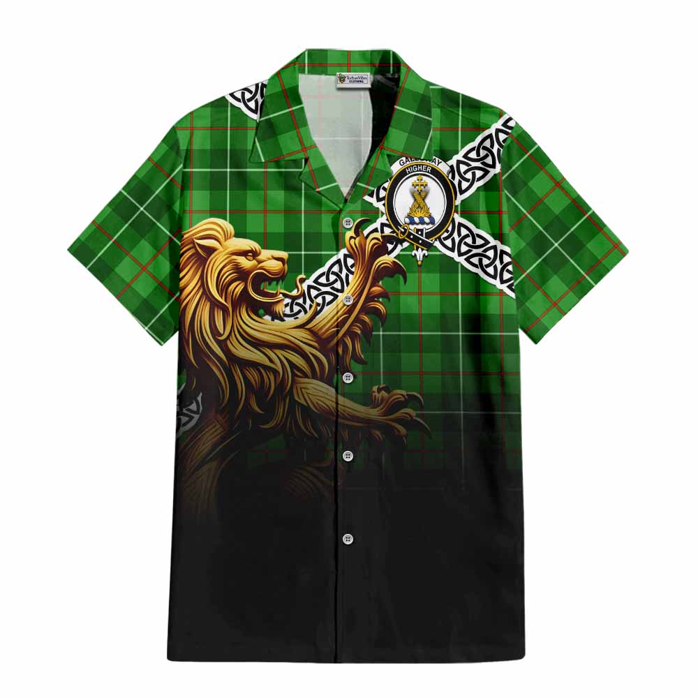 Galloway Crest Tartan Hawaiian Shirt with Golden Lion Emblem Celtic Style Kid - Tartan Vibes Clothing