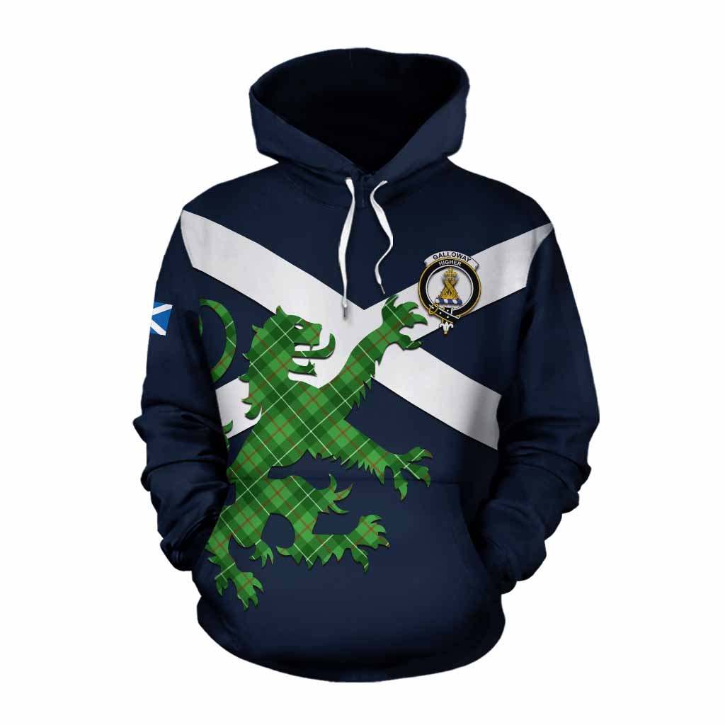 Tartan Vibes Clothing Galloway Tartan Lion Rampant Cotton Hoodie Proudly Display Your Heritage with Alba Gu Brath and Clan Name