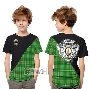 Galloway Tartan Kid T-Shirt with Family Crest and Military Logo Style