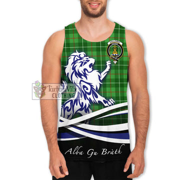 Galloway Tartan Men's Tank Top with Alba Gu Brath Regal Lion Emblem