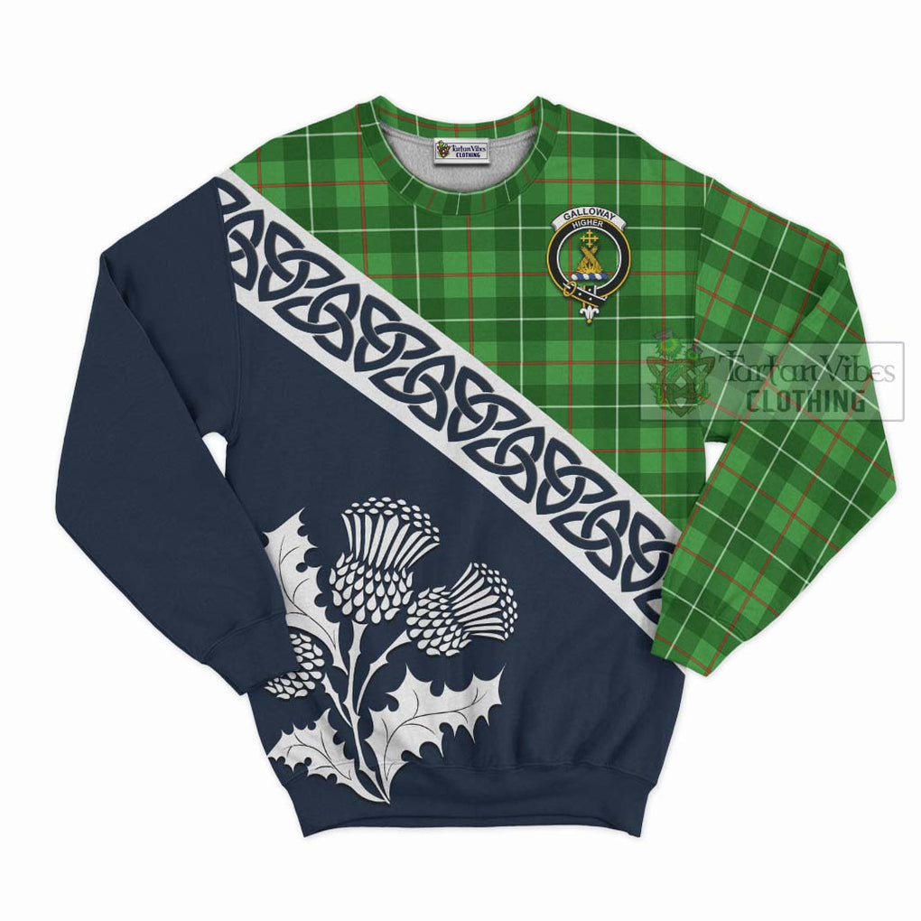 Tartan Vibes Clothing Galloway Tartan Sweatshirt Featuring Thistle and Scotland Map