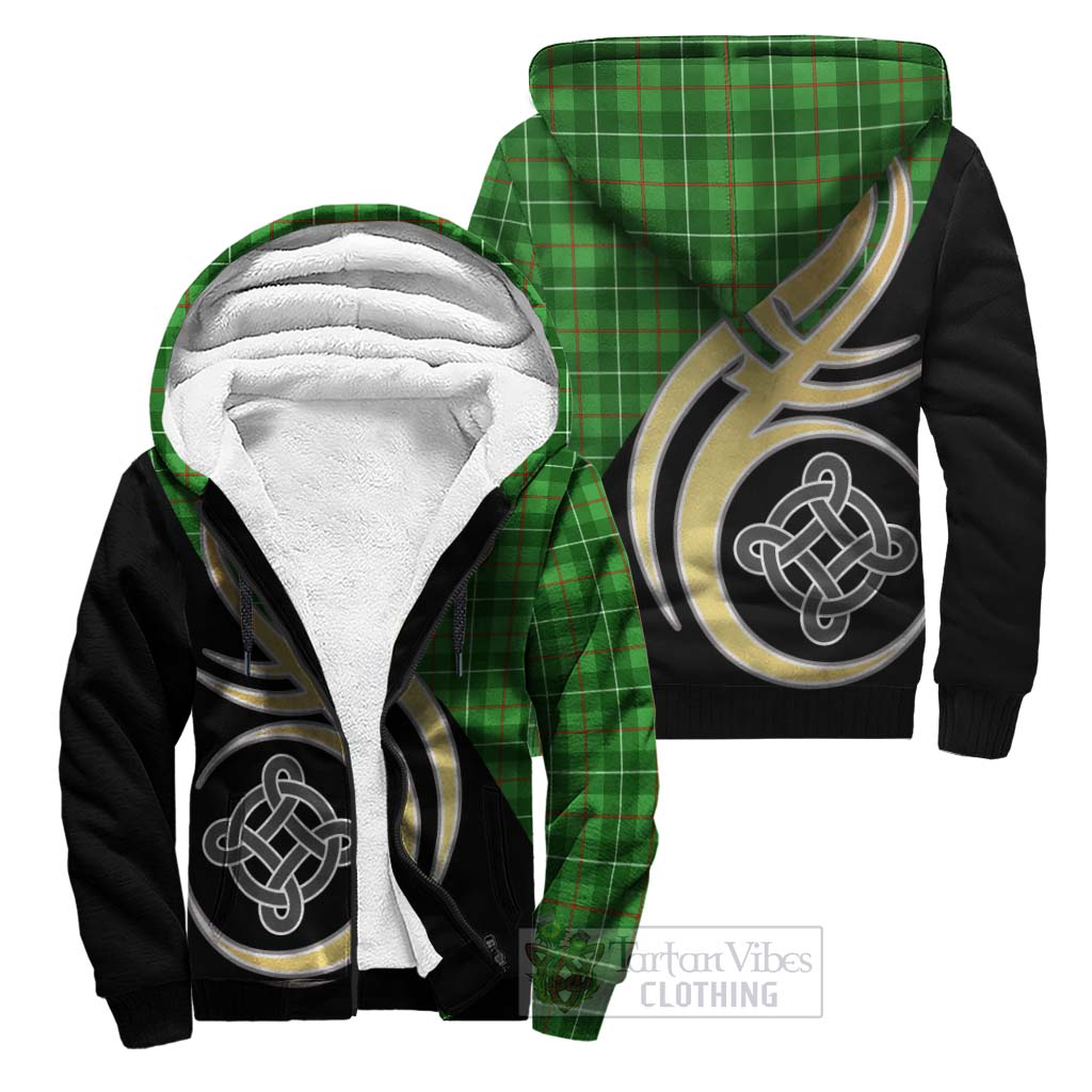 Galloway Tartan Sherpa Hoodie with Family Crest and Celtic Symbol Style Unisex S - Tartan Vibes Clothing