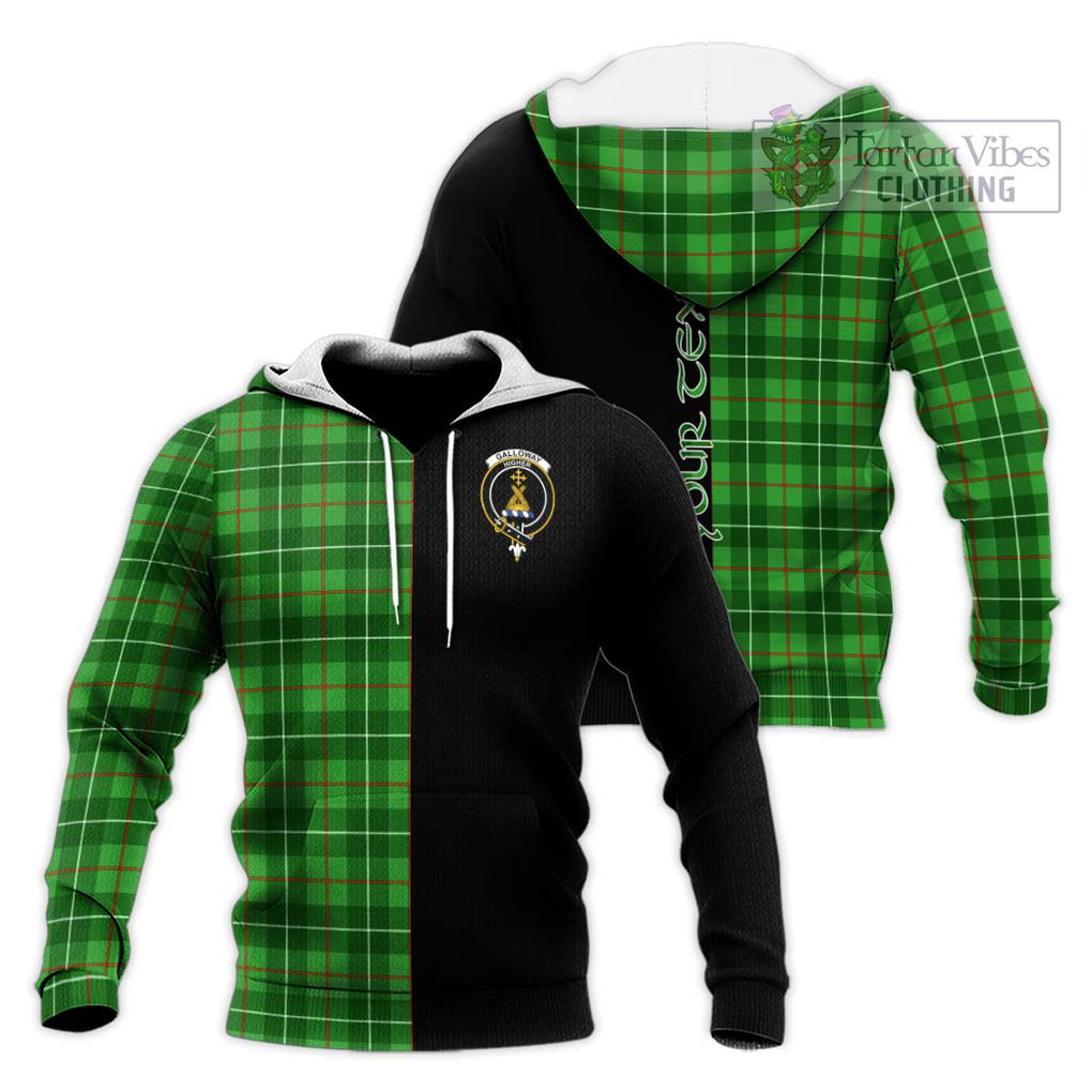 Galloway Tartan Knitted Hoodie with Family Crest and Half Of Me Style Unisex Knitted Pullover Hoodie - Tartanvibesclothing Shop