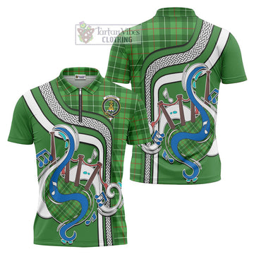 Galloway Tartan Zipper Polo Shirt with Epic Bagpipe Style