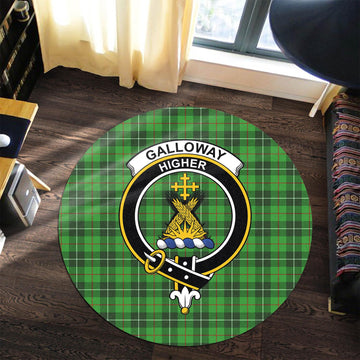 Galloway Tartan Round Rug with Family Crest