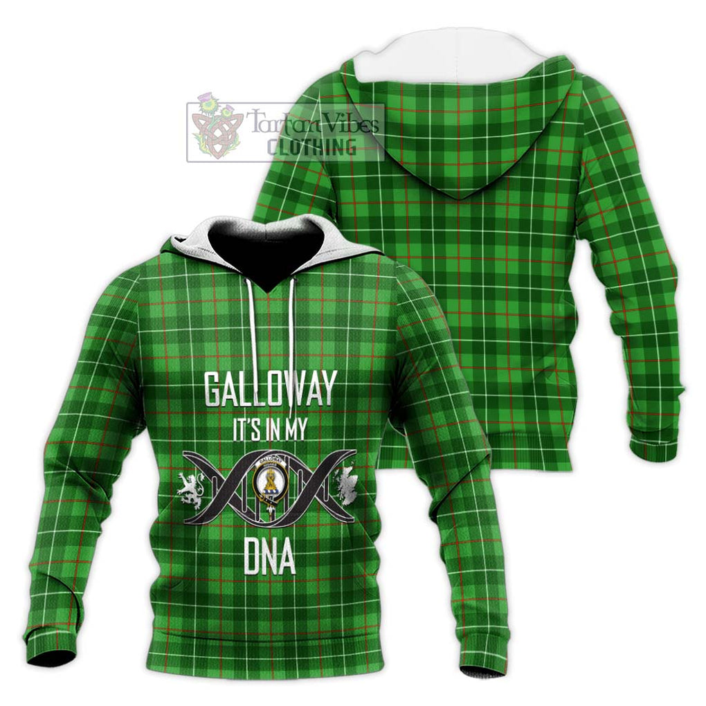 Galloway Tartan Knitted Hoodie with Family Crest DNA In Me Style Unisex Knitted Pullover Hoodie - Tartanvibesclothing Shop