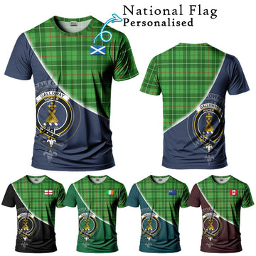 Galloway Tartan T-Shirt with Personalised National Flag and Family Crest Half Style