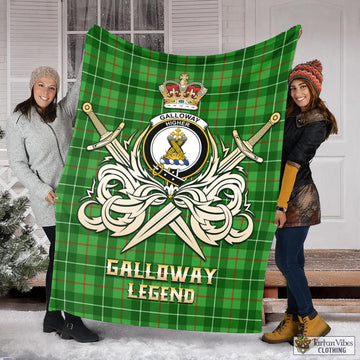 Galloway Tartan Blanket with Clan Crest and the Golden Sword of Courageous Legacy