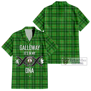 Galloway Tartan Short Sleeve Button Shirt with Family Crest DNA In Me Style