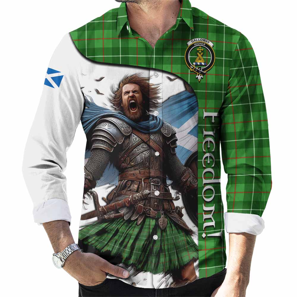 Tartan Vibes Clothing Galloway Crest Tartan Long Sleeve Button Shirt Inspired by the Freedom of Scottish Warrior