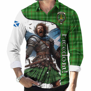 Galloway Crest Tartan Long Sleeve Button Shirt Inspired by the Freedom of Scottish Warrior