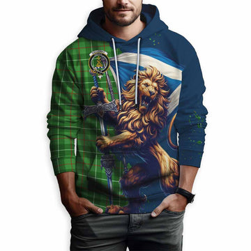 Galloway Tartan Family Crest Hoodie with Scottish Majestic Lion