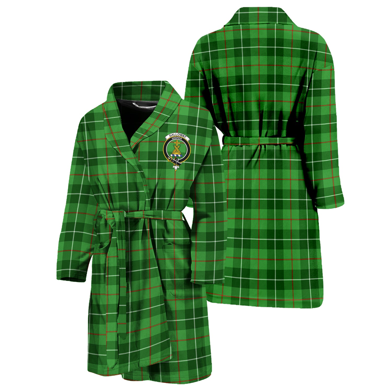 Galloway Tartan Bathrobe with Family Crest Unisex S - Tartan Vibes Clothing