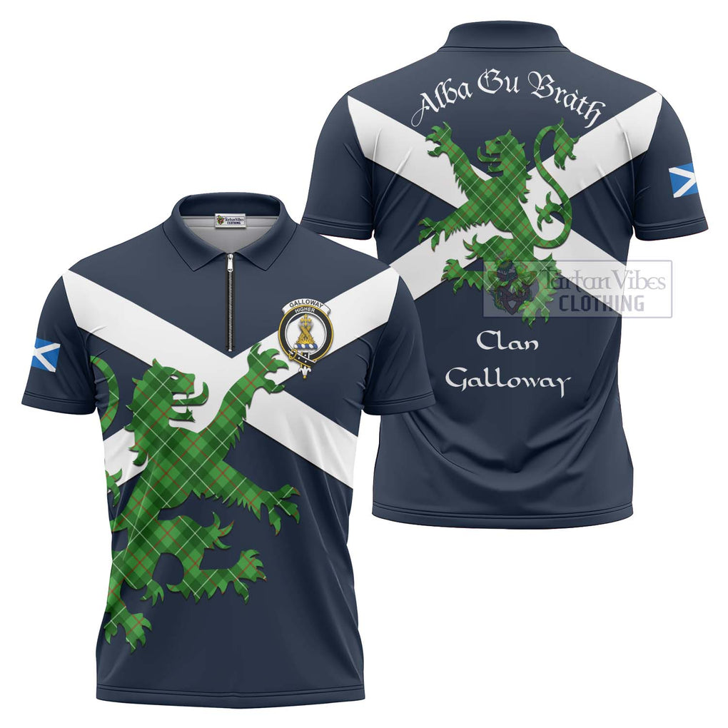 Tartan Vibes Clothing Galloway Tartan Lion Rampant Zipper Polo Shirt – Proudly Display Your Heritage with Alba Gu Brath and Clan Name