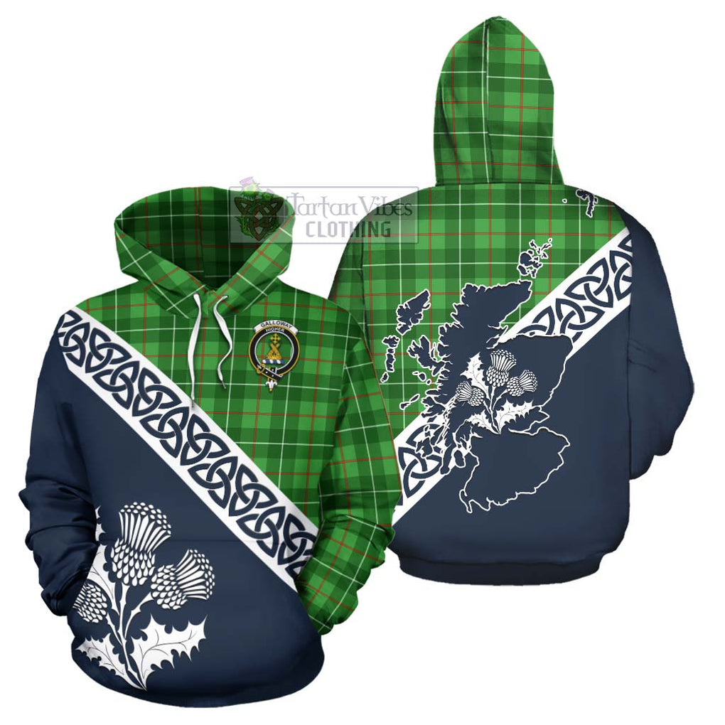 Tartan Vibes Clothing Galloway Tartan Hoodie Featuring Thistle and Scotland Map