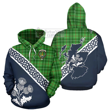 Galloway Tartan Hoodie Featuring Thistle and Scotland Map