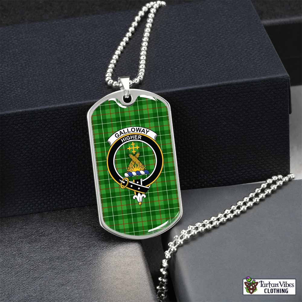 Tartan Vibes Clothing Galloway Tartan Dog Tag Necklace with Family Crest