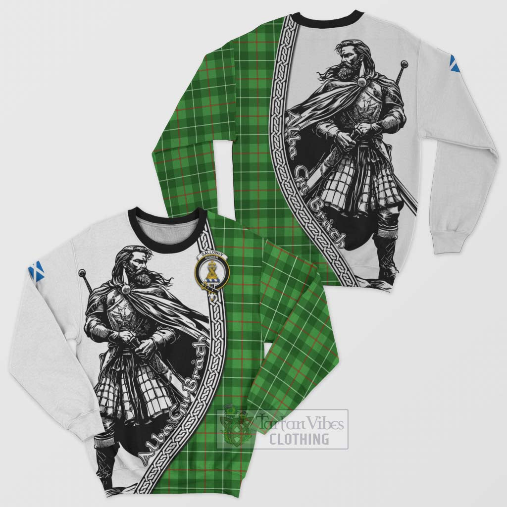 Tartan Vibes Clothing Galloway Tartan Clan Crest Sweatshirt with Highlander Warrior Celtic Style