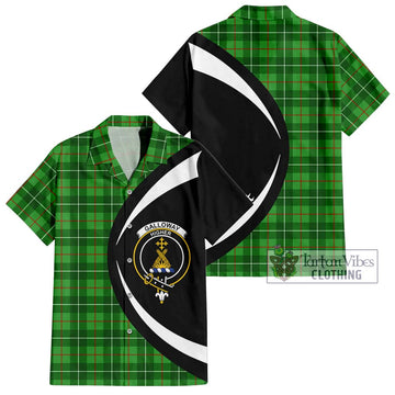 Galloway Tartan Short Sleeve Button Up with Family Crest Circle Style