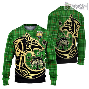 Galloway Tartan Ugly Sweater with Family Crest Celtic Wolf Style