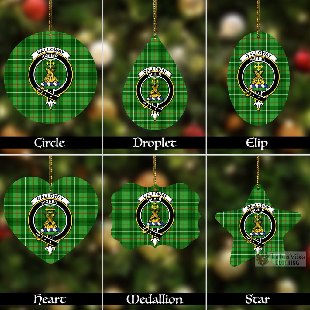 Tartan Vibes Clothing Galloway Tartan Christmas Aluminium Ornament with Family Crest