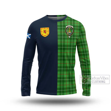 Galloway Tartan Long Sleeve T-Shirt Alba with Scottish Lion Royal Arm Half Style