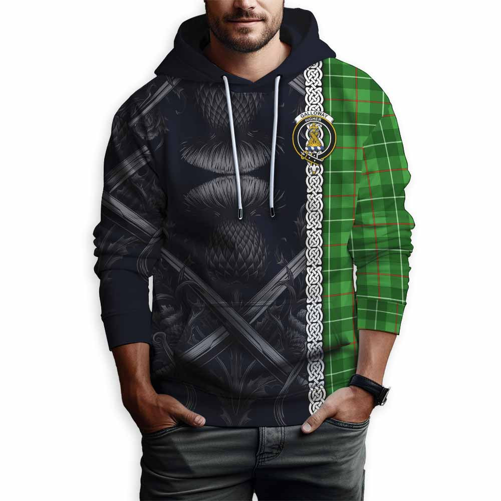 Galloway Tartan Hoodie with Family Crest Cross Sword Thistle Celtic Vibes Pullover Hoodie - Tartan Vibes Clothing