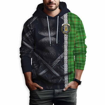 Galloway Tartan Hoodie with Family Crest Cross Sword Thistle Celtic Vibes