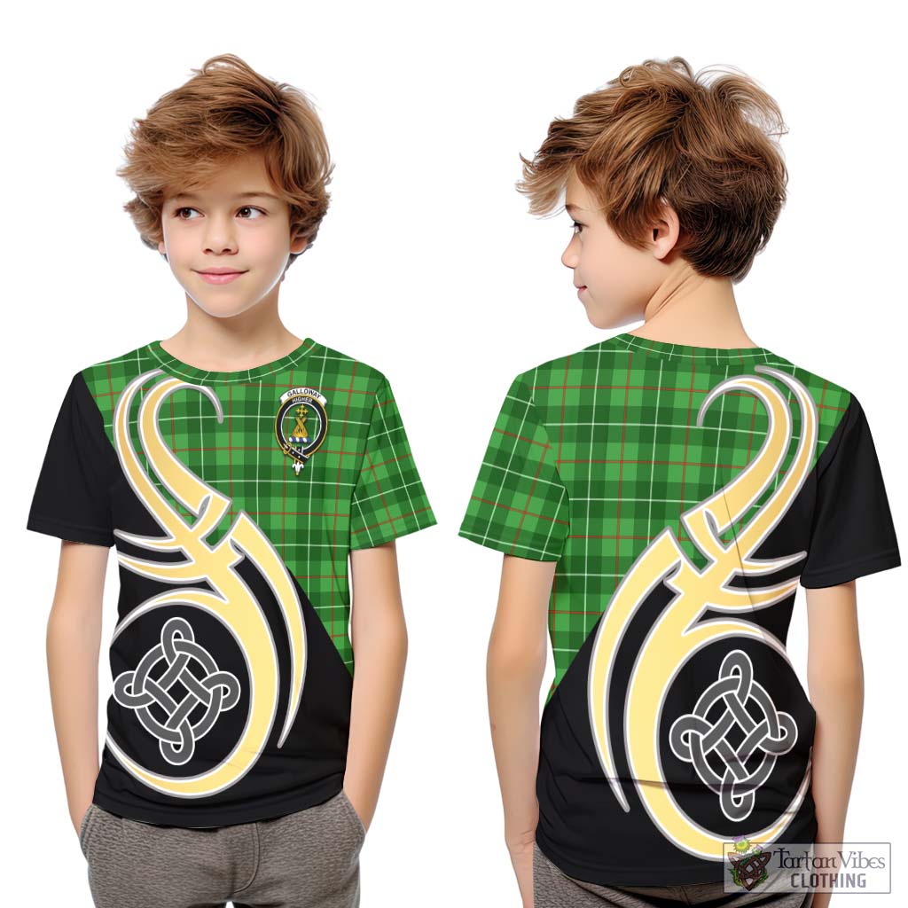 Galloway Tartan Kid T-Shirt with Family Crest and Celtic Symbol Style Youth XL Size14 - Tartan Vibes Clothing